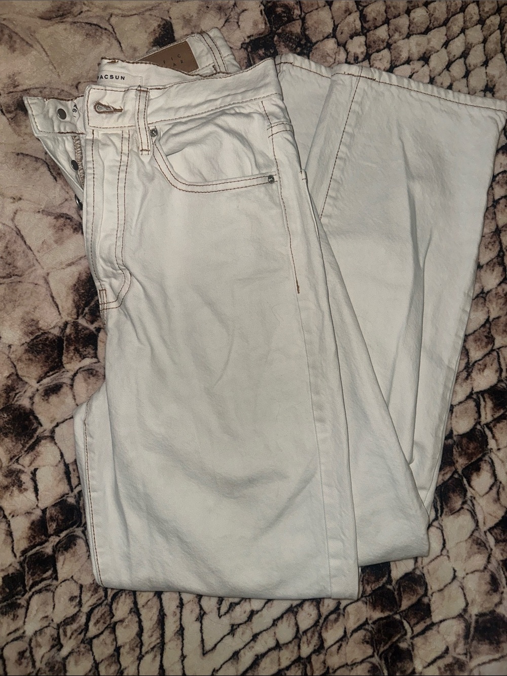 PacSun White High-Rise Straight Leg Jeans with Button Fly